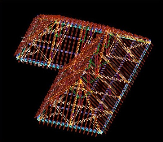 Modélisation 3D d'une charpente réalisée avec AutoCAD