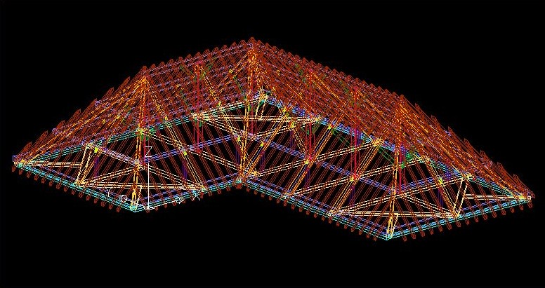 Modélisation 3D de charpente réalisée sous AutoCAD